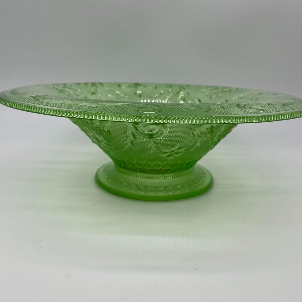 Green Glass Serving Bowl